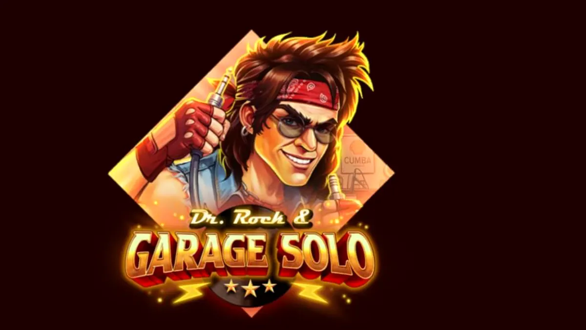Dr. Rock & Garage Solo slot machine interface com tema musical e rock