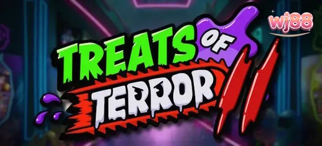 Cena temática do slot Treats of Terror II com guloseimas animadas